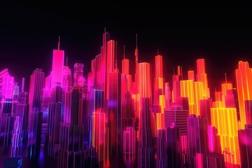 Neon Night Think of a city skyline at night, with vibrant pinks, oranges, and purples blending into a deep black background
