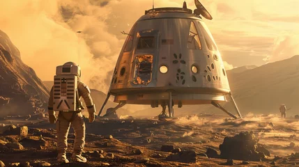 Rolgordijnen Beyond Earth: Pioneering Frontiers with Astronauts as Trailblazers © xelilinatiq