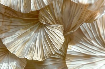 Beige Aesthetic Dried Leaves Delicate Background. Soft Wallpaper Texture of Transparent Macro Paper Leaves.