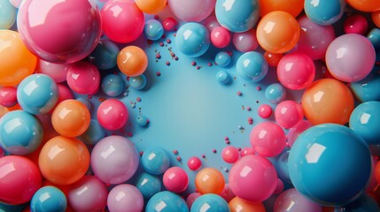 Fototapeta na wymiar Colorful Balloons on Blue Surface