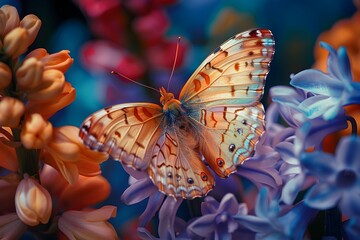 Hyacinth and Butterfly A Moment of Symbiotic Beauty in Documentary Photography
