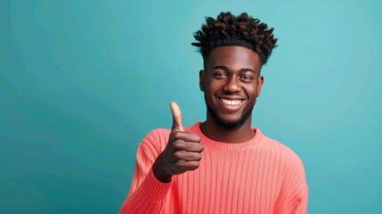 Man Giving a Thumbs Up Gesture - obrazy, fototapety, plakaty
