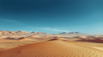 Fototapeta na wymiar Desert Landscape With Sand Dunes and Mountains