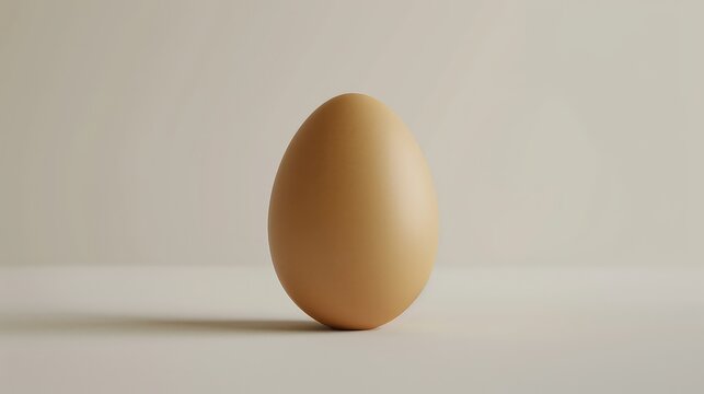 Single brown chicken egg isolated on white grey background