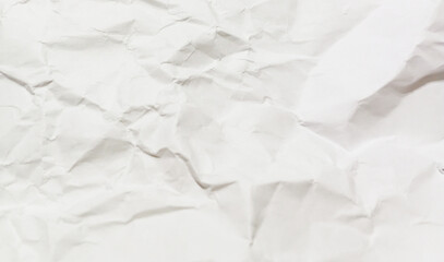 white crumpled paper texture background.