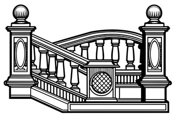 architecture-elements-of-balustrade-on-white-background vector illustration