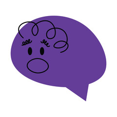 Speech bubble abstract comic faces with various Emotions. Crayon drawing style. Different colorful characters. Cartoon style. Flat design. Hand drawn trendy Vector illustration isolated on background