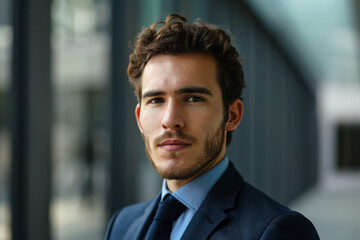 Fototapeta premium A man in a suit and tie looks at the camera