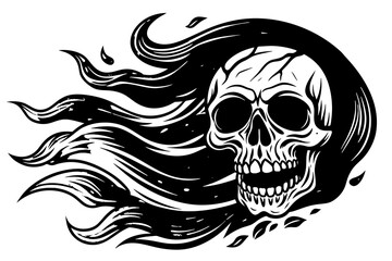  skull-wrapped-in-swirling-green-acid-particles  vector illustration