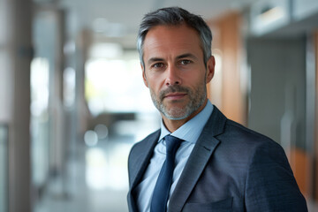 Fototapeta premium A man in a suit and tie looks at the camera