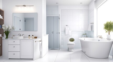 Fototapeta na wymiar Bathroom interior design on White background 3D Animation