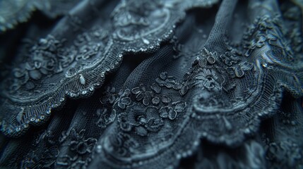 a close up of a piece of clothing with a lace pattern on the bottom of the top of the fabric. - obrazy, fototapety, plakaty