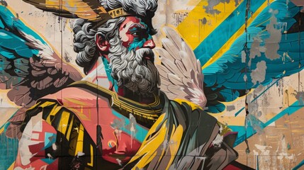 Vivid Zeus Graffiti Art on Urban Wall
