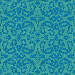 Blue and white watercolor ornament painted with watercolor on paper.