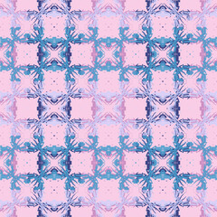 Blue and white watercolor ornament painted with watercolor on paper.