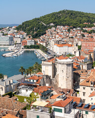 Aerial View of Split seen from the bell tower of Saint Dominus Cathedral, Croatia