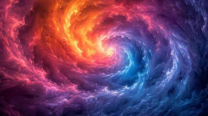 a computer generated image of a vortex of fire and blue and orange colors in the center of the image is a spiral of fire and blue and orange colors in the center of the center of the image. - obrazy, fototapety, plakaty