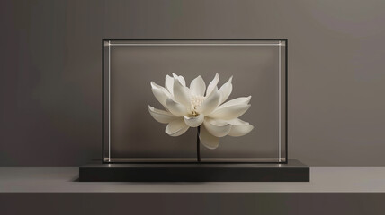 Empty display with flower for presentation 3d rendering.