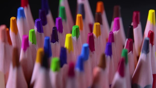 Sharpened Colored Pencil Tips Close-Up