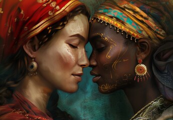 visual showing the friendship and equality of colors and races - obrazy, fototapety, plakaty