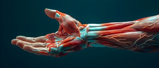 Anatomical Art: Palmar Hand Muscles in Minimalist Style. Concept Human Anatomy, Hand Muscles, Artwork, Minimalist Style