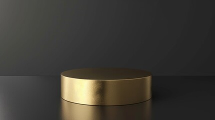 Gold Cylinder Podium Mockup. Abstract 3D Geometric Shape Object for Display of Product Design on a Floating Stage