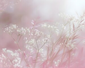 Fototapeta premium Pastel Dreams Emanating from a Field of Babys Breath