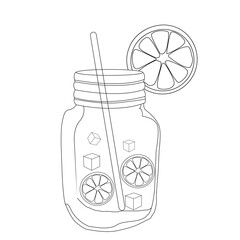 Vector bottle and glass with lemon drinks illustration design. 