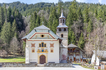 The baroque chapel at Notre-Dame de La Gorge circa 1699 - Les Contamines-Montjopie - French Alps