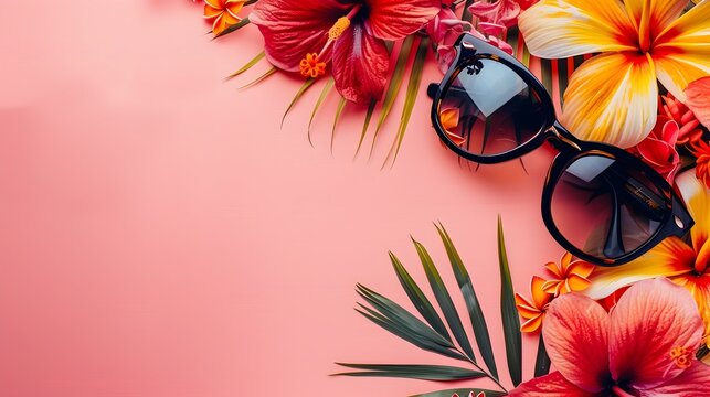 Tropical Blossoms Framing Chic Sunglasses A Fashionable Statement