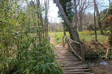 Wooden Bridge of Desires in the Botanical Garden of Varna (Bulgaria)
