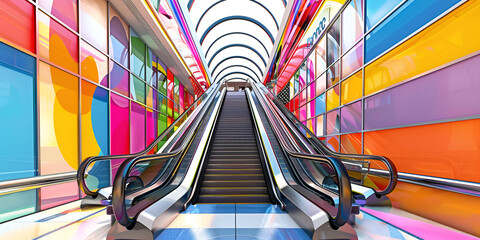 moving escalator in shopping mall
