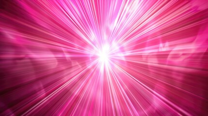 Hot Pink Abstract Burst Background with Radiating Light Rays - Starburst Sunburst Explosion Image
