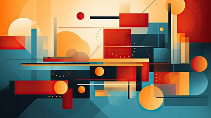 abstract arrangement of geometric shapes, each carefully crafted and interconnected, forming a visually engaging and harmonious design, Illustration vector art