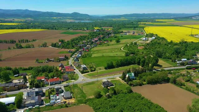 Beautiful Landscape Panorama Of Kamieniec Zabkowicki Aerial View Poland