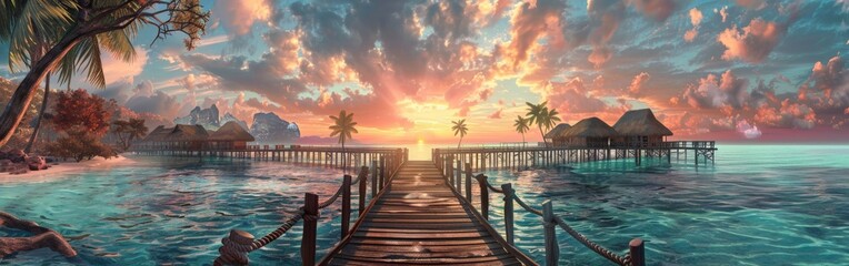 Fototapeta premium Pier Leading to Tropical Island