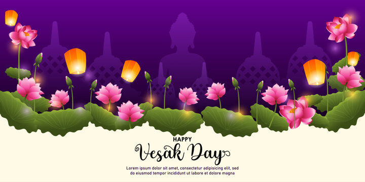 happy vesak day horizontal background