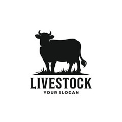 Cow farm livestock logo vector