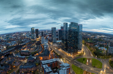 The Sunrises over Deansgate Square, a residential skyscraper cluster on the southern edge of...