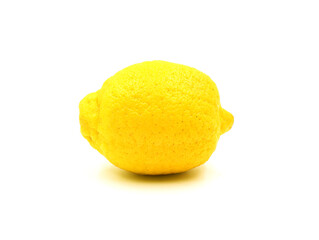 Yellow lemon isolated on white background. Side view.