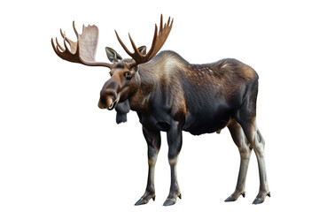 Majestic Moose With Magnificent Antlers. On Transparent Background.