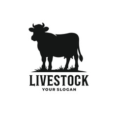 Cow farm livestock logo vector