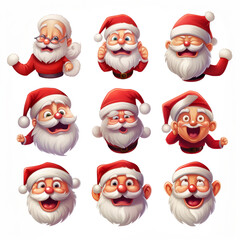 Santa Claus emoticons with various emotions сreated with Generative Ai
