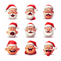 Santa Claus emoticons with various emotions сreated with Generative Ai