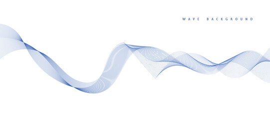 Abstract vector background with blue wavy lines. Blue wave background. Blue lines vector illustration. Curved wave. Abstract wave element for design.
