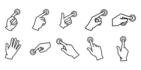 hand icon pointer, finger points, hands gestures. vector