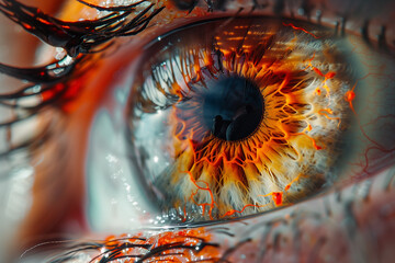 close up of eye, iris and pupil looking, human vision (2) - obrazy, fototapety, plakaty
