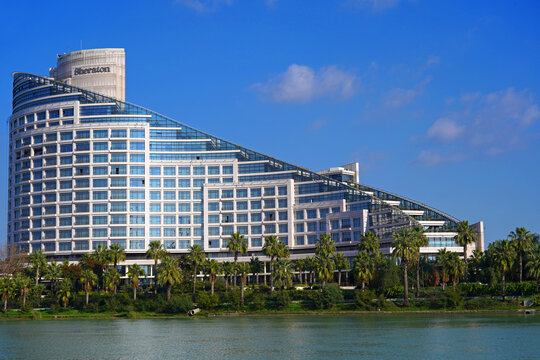 Adana sheraton hotel building and seyhan river landcape
