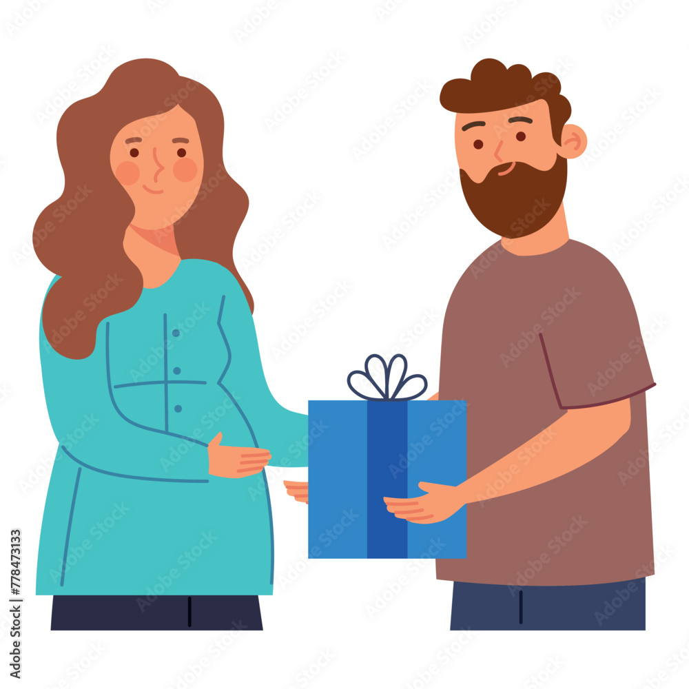 Poster baby shower couple with gift