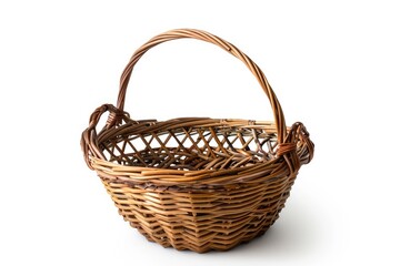 Fototapeta na wymiar Delicate Dreams: A Wicker Basket Weaving Tales of Simplicity. White or PNG Transparent Background..